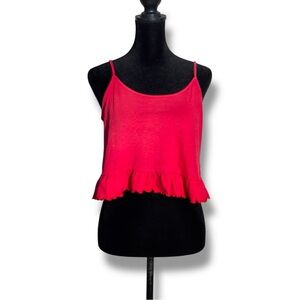 American Eagle Outfitters Light Red Ruffle Hem Adjustable Straps Crop Camisole